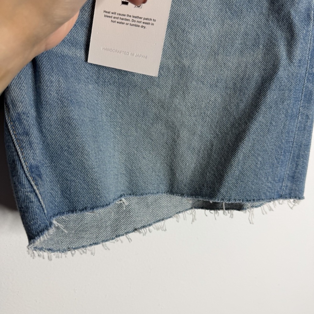 NWT Moussy Vintage Harbeson Denim Long Short Blue Size 24 High Rise Cut Offs - Picture 7 of 8